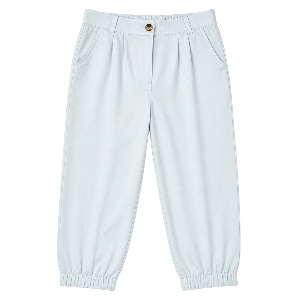 Halara High-Waisted Pleated Elastic Waist Cuffed Hem Trousers - Light Blue 1