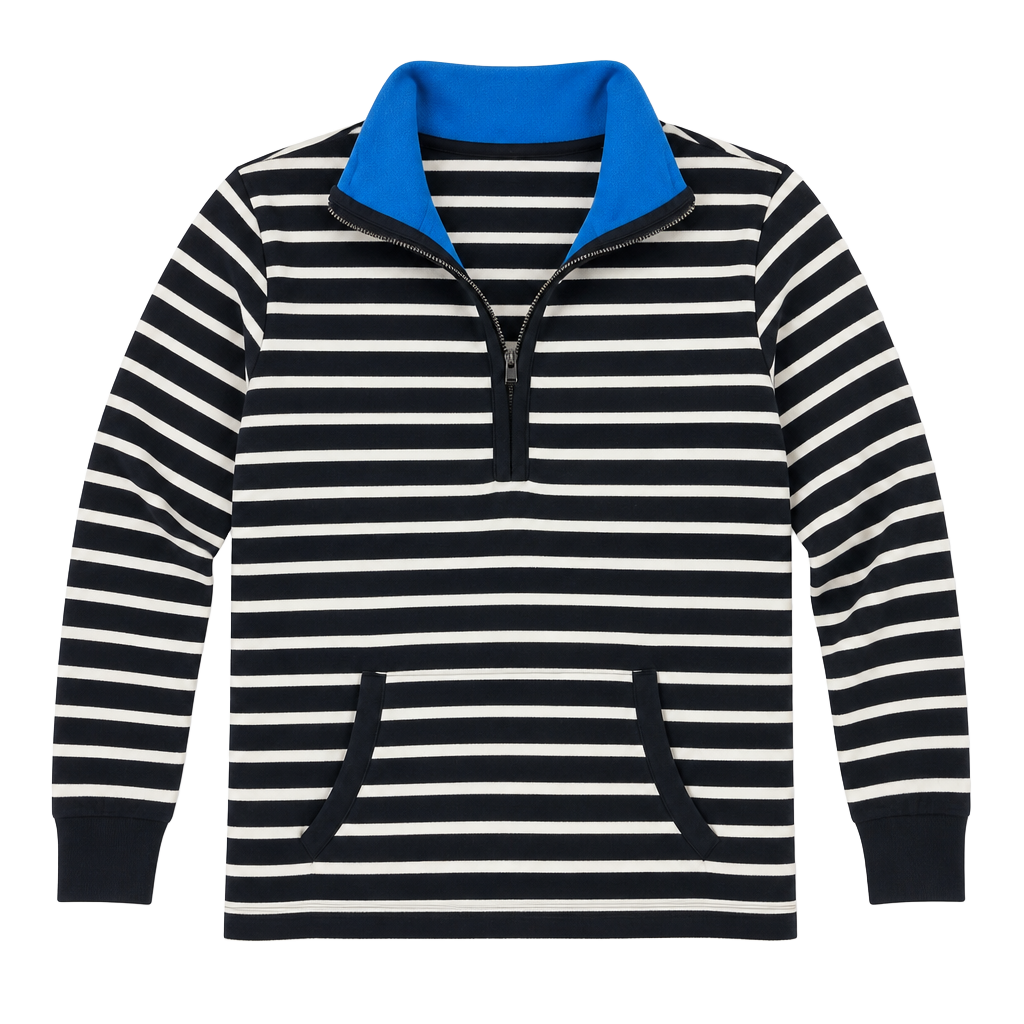 Jones New York Sport 1/4 Zip Pullover Size M Striped Blue Black 144 1