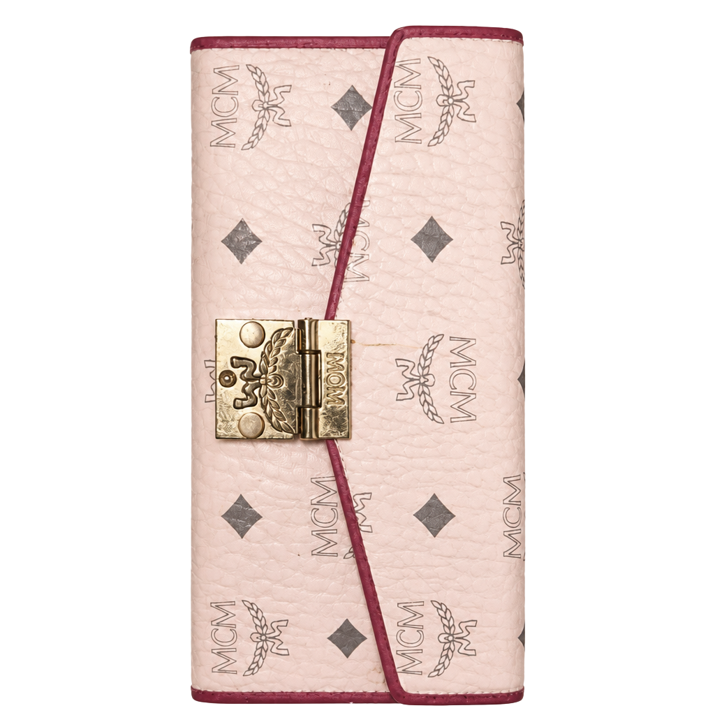 MCM Visetos Logo Print Long Wallet in Pink 1
