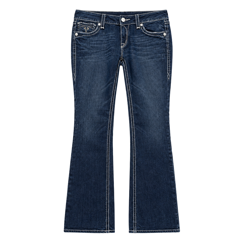 Rock Revival Jeans Dark Wash Denim Debbie Bootcut Size 31 Western Barn 00s Rhinestones 1