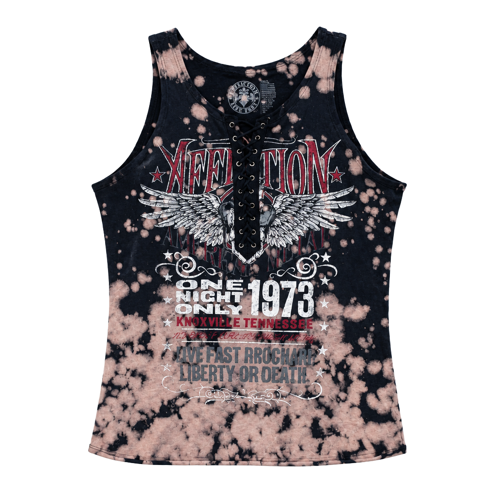 Y2K Affliction Tank Top Size Small Bleach Wash Graphic Lace Up Eagle Biker Cyber Grunge 1