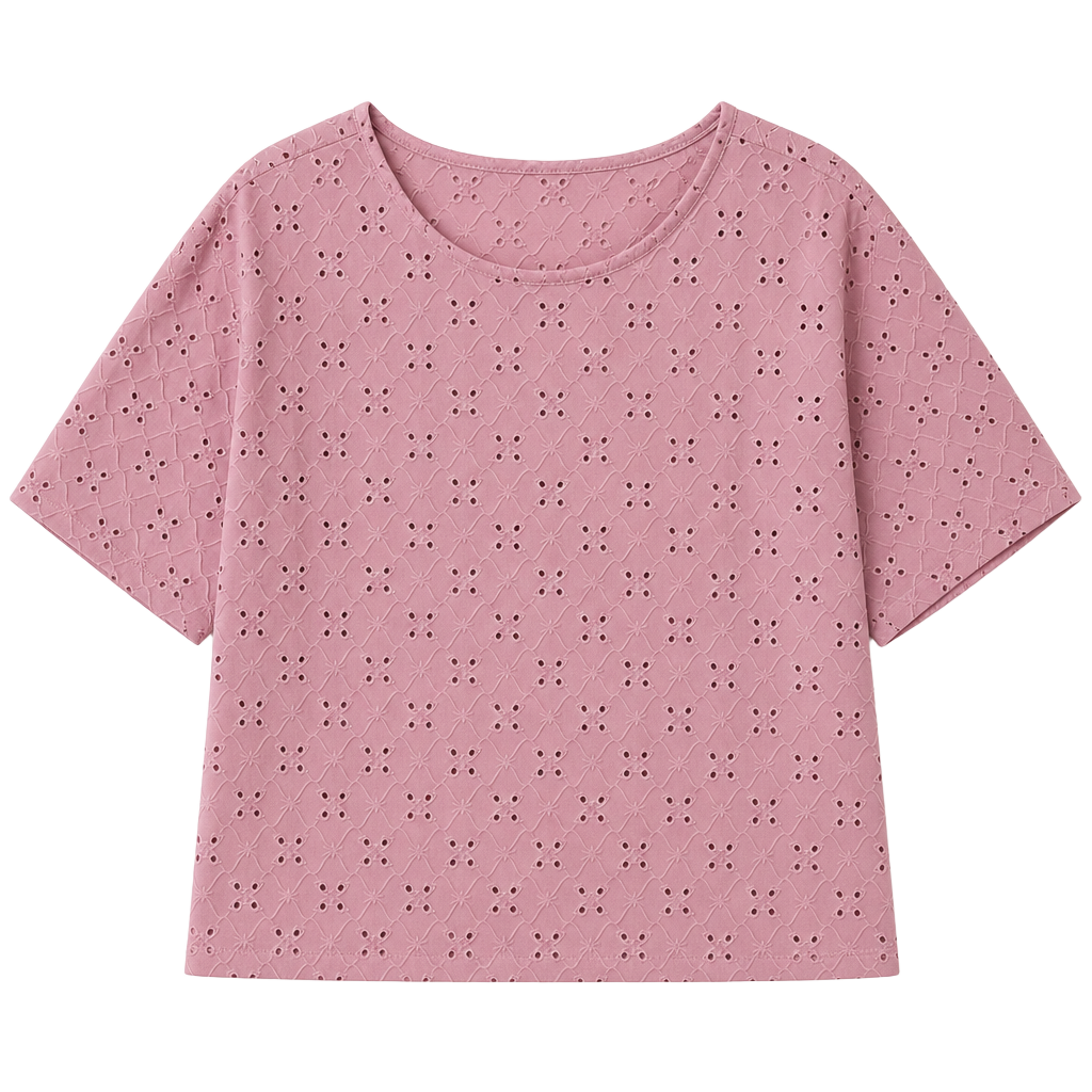Addition Elle Pink Eyelet Tie-Front Top Size L 1