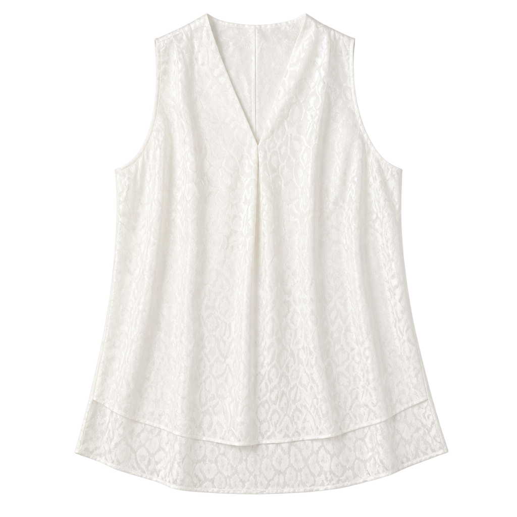 Floral & Ivy Womens White Leopard Print V-Neck Sleeveless Satin Blouse M 1