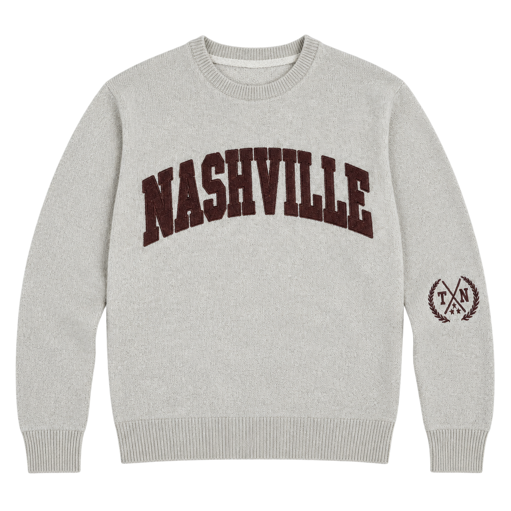 New York Popular Nashville Sweatshirt Size M Grey Brown Applique 1