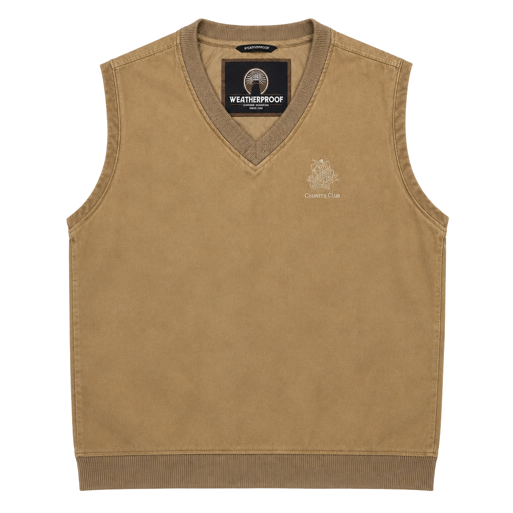 Weatherproof Golf Vest Size L Tan Aberdeen Country Club Microfiber 1