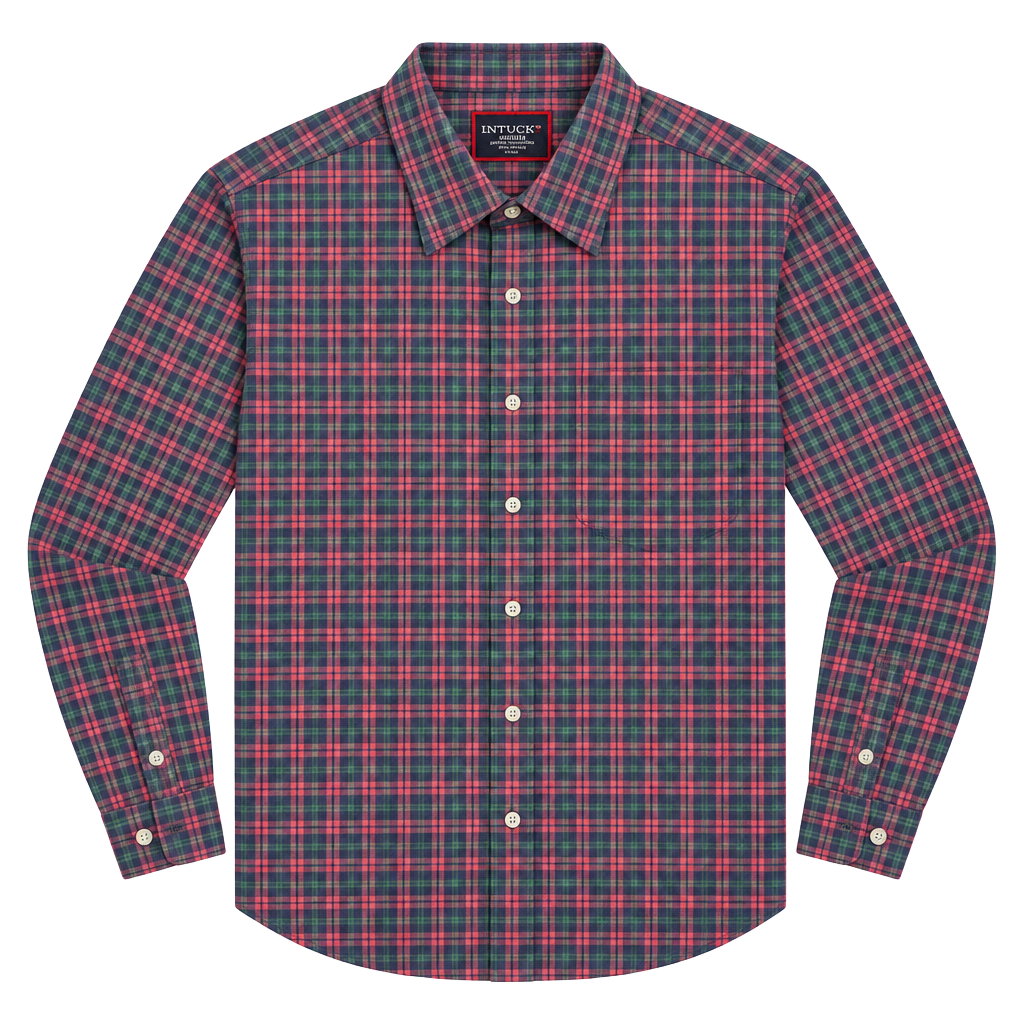UNTUCKit Ropiteau WF Shirt Medium Red Green Plaid Slim Fit Cotton 1