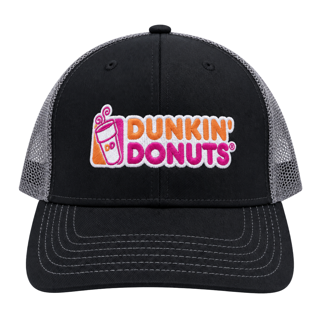 Cap America Dunkin' Donuts Trucker Hat Black Gray Mesh Snapback 1