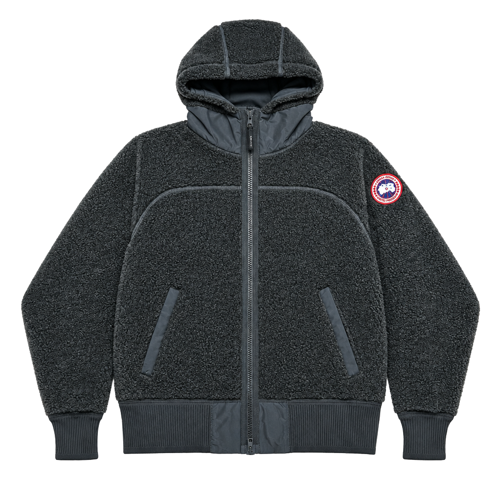 Canada Goose Simcoe Fleece Jacket Hooded Grey Black Size M 1