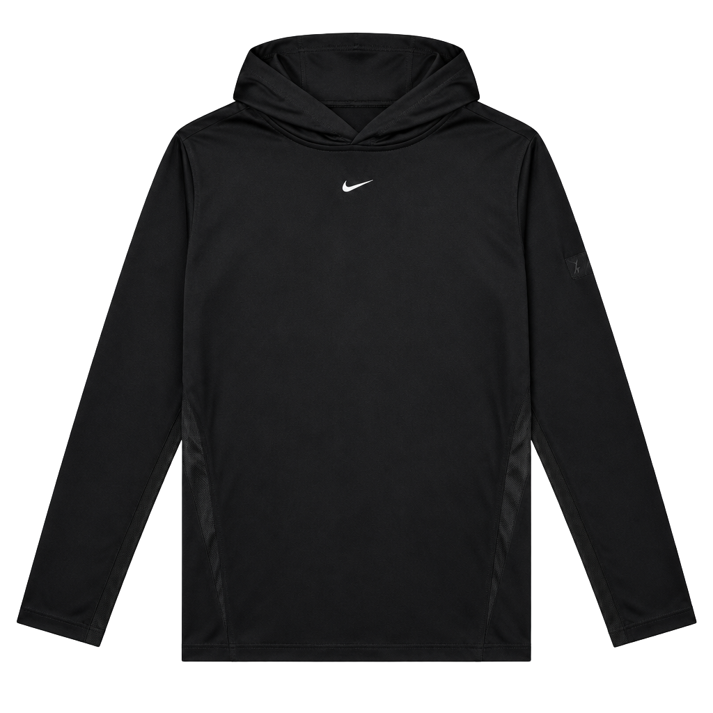 Nike Black Center Swoosh Pullover Hoodie Size XL Y2K Basketball Sweatshirt 1