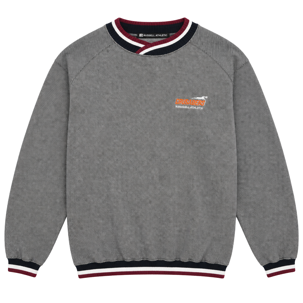 Russell Athletic Crusaders Sweatshirt Size XL Gray Houndstooth Crewneck 1