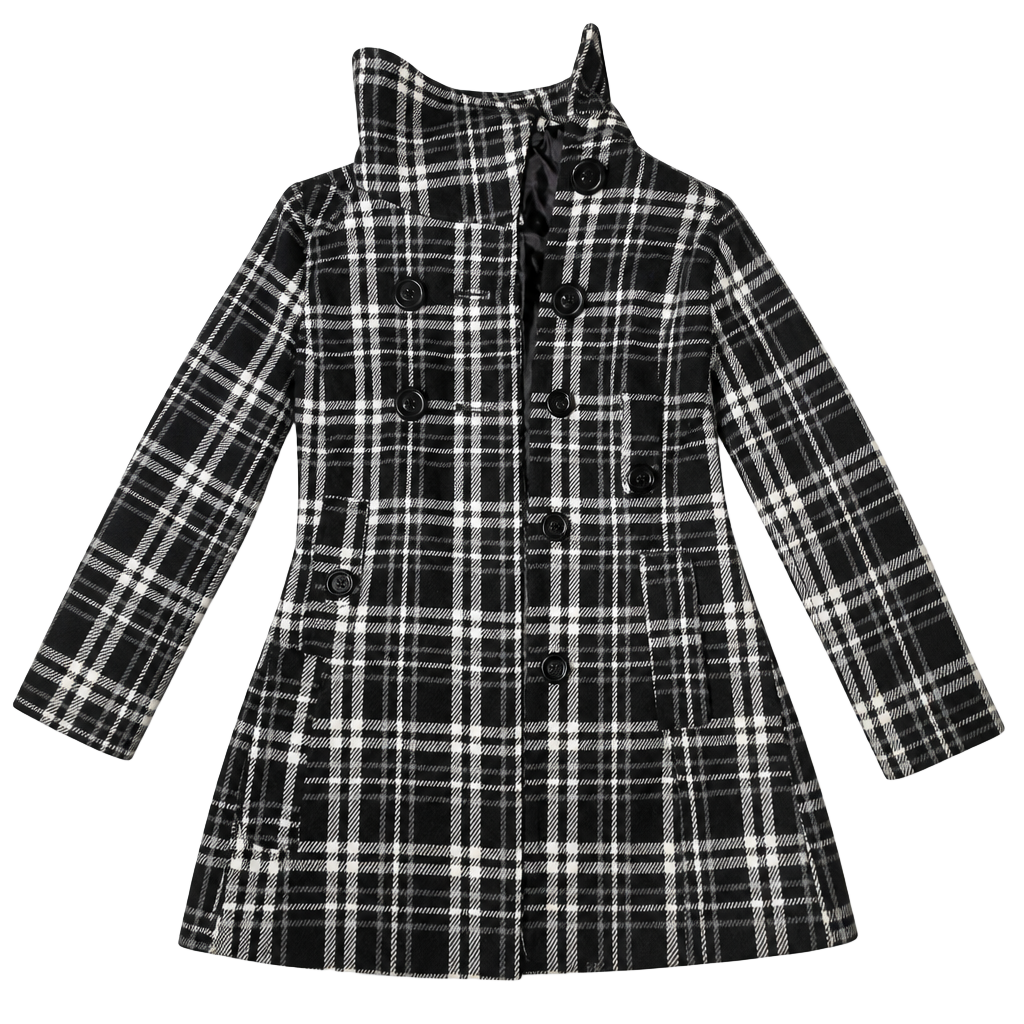 YOKI Women's Black and White Plaid Coat Size M 1