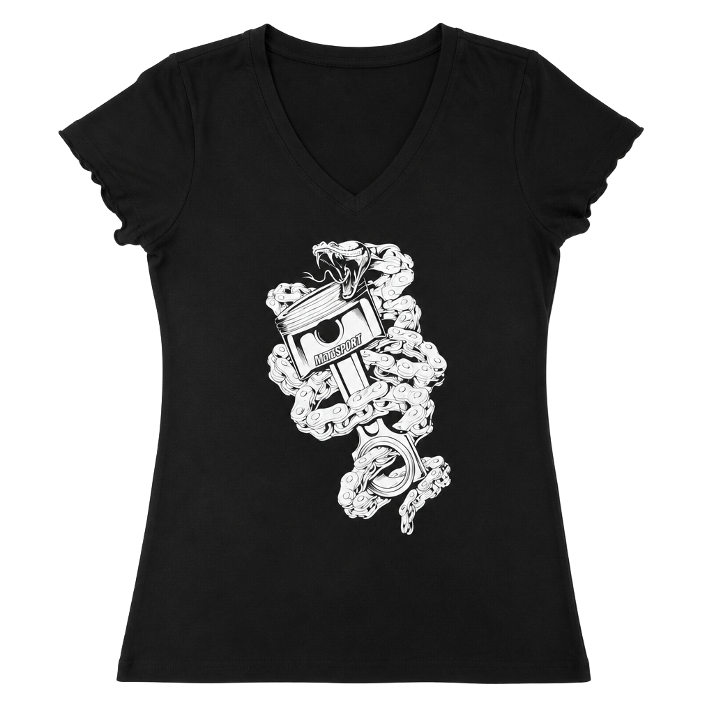 District Made Graphic T-Shirt Size L Black V-Neck Piston Snake 1