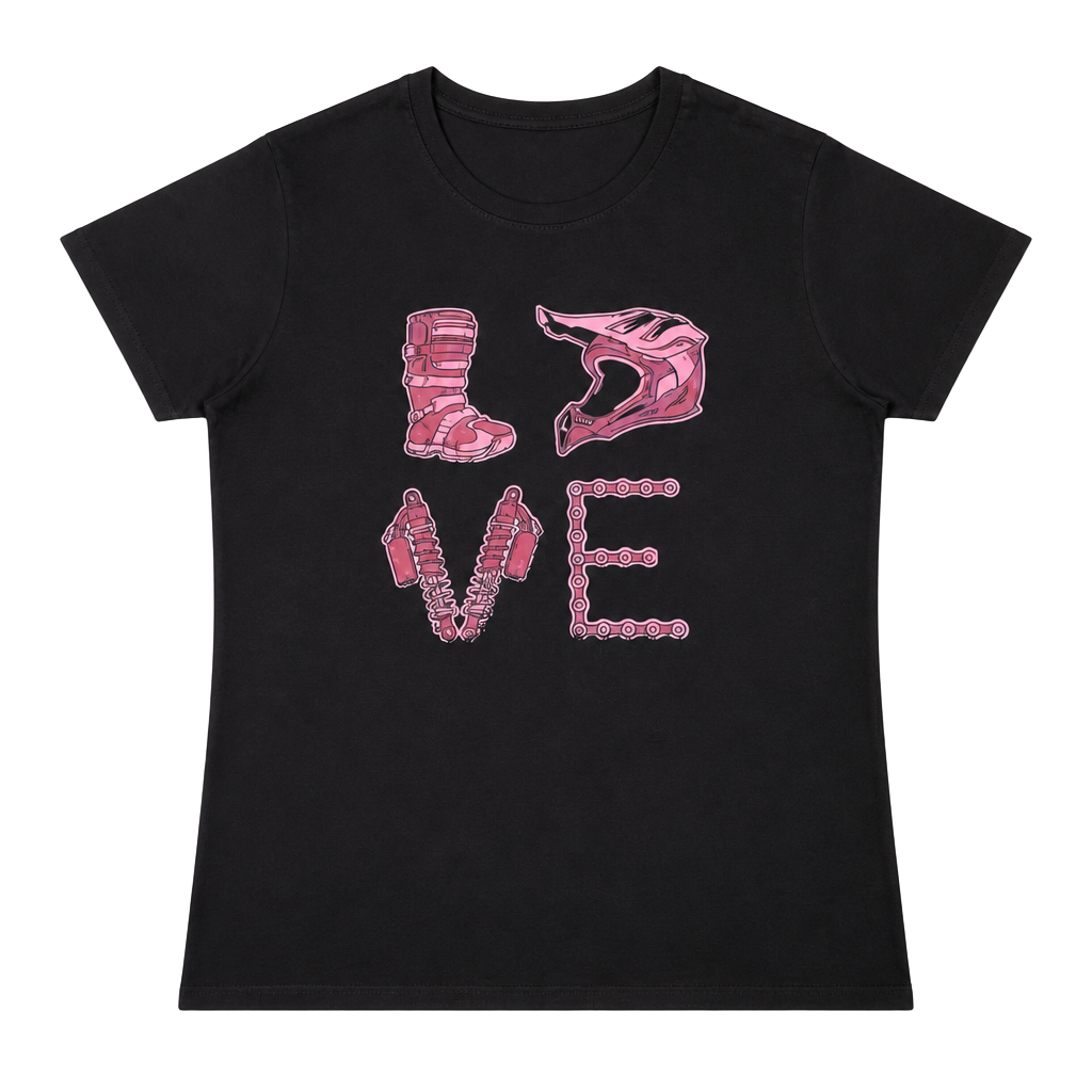 LAT & Company Motocross Love Graphic T-Shirt Size L Black 1