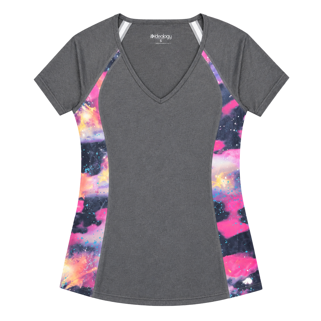 Ideology Performance Tee Size S Gray Galaxy Space Print Active Shirt NWT 1
