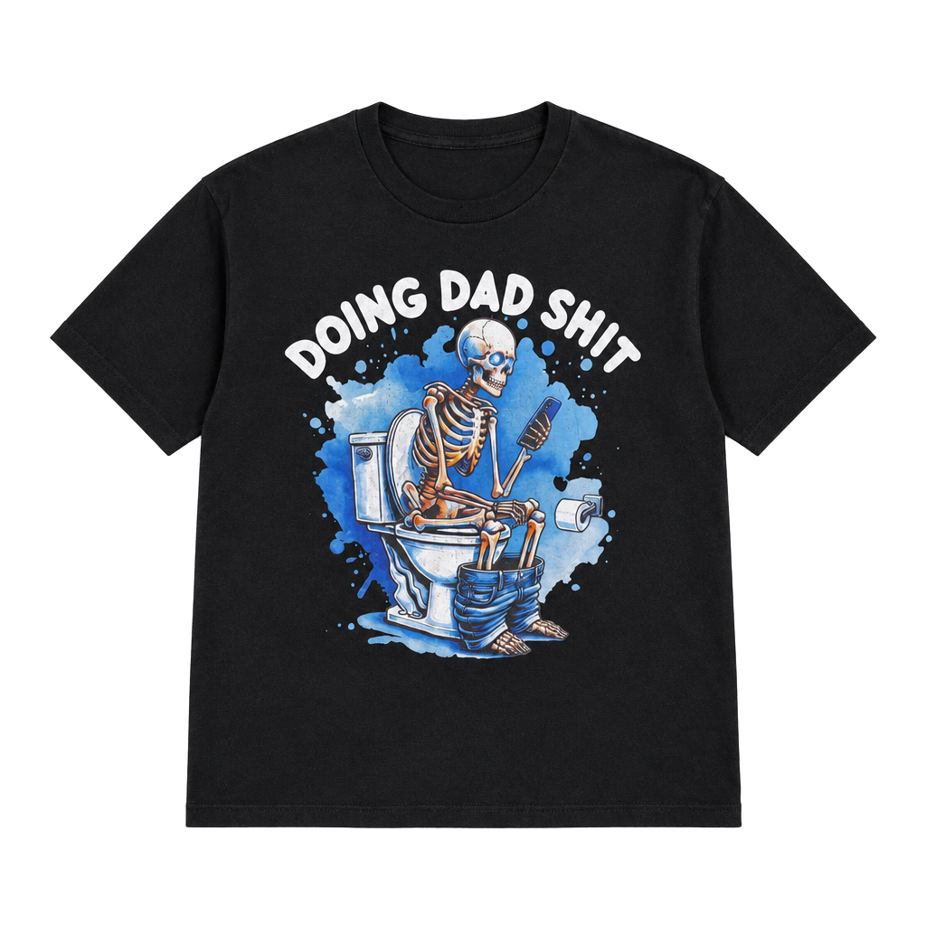 Graphic T-Shirt Doing Dad Sh*^ Skeleton Toilet Black 1