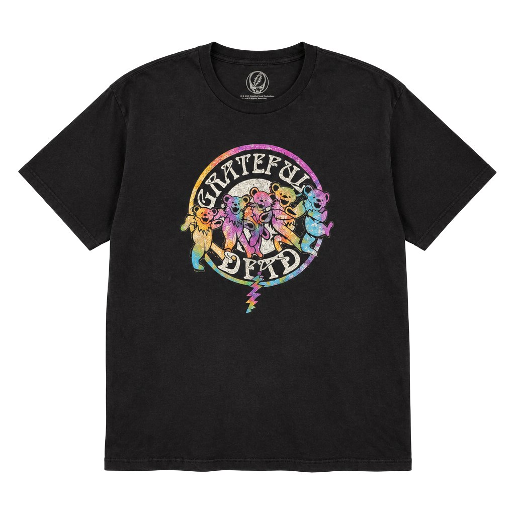 Grateful Dead Dancing Bears T-Shirt Size 2XL Black Rainbow Graphic 1