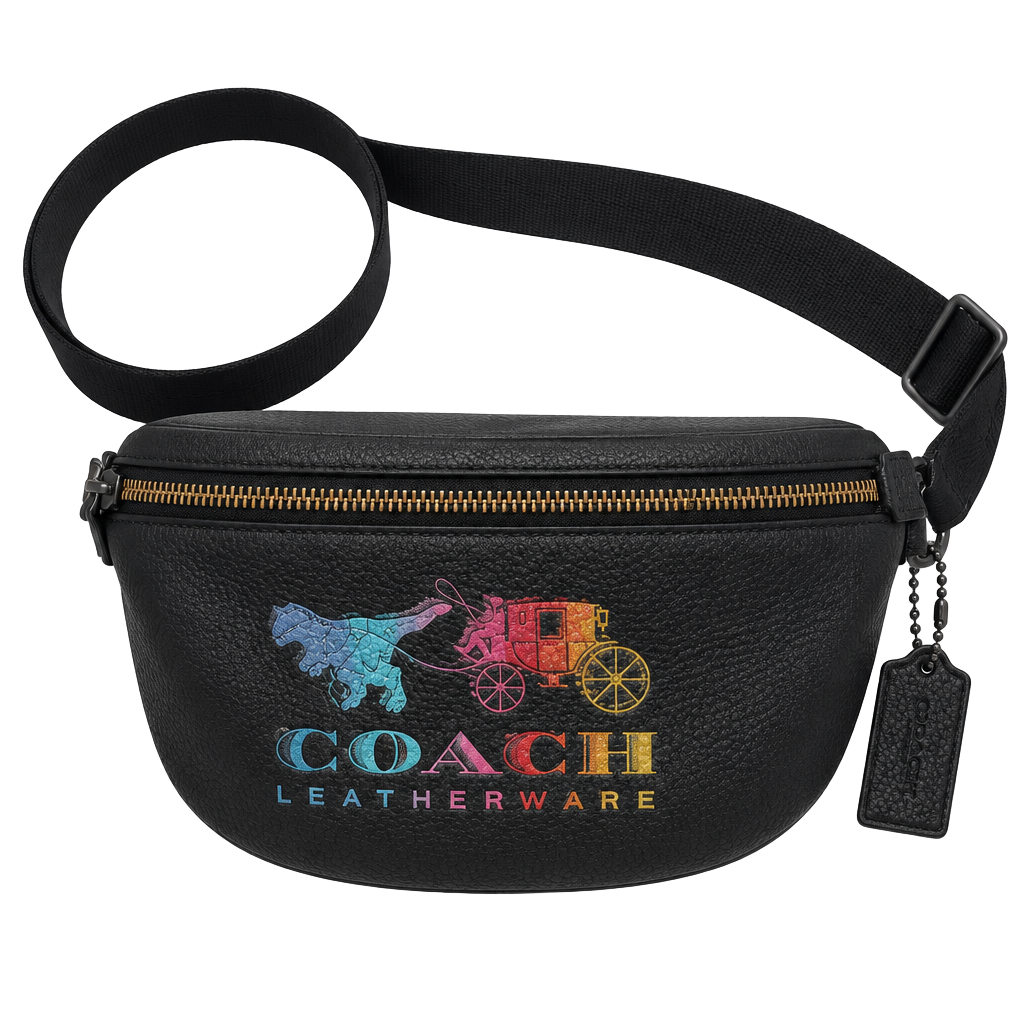 Coach Rexy and Carriage Belt Bag Black Leather Fanny Pack 1