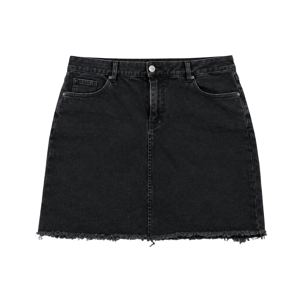Fashion Nova Denim Skirt Size XL Black Raw Hem Mini 1