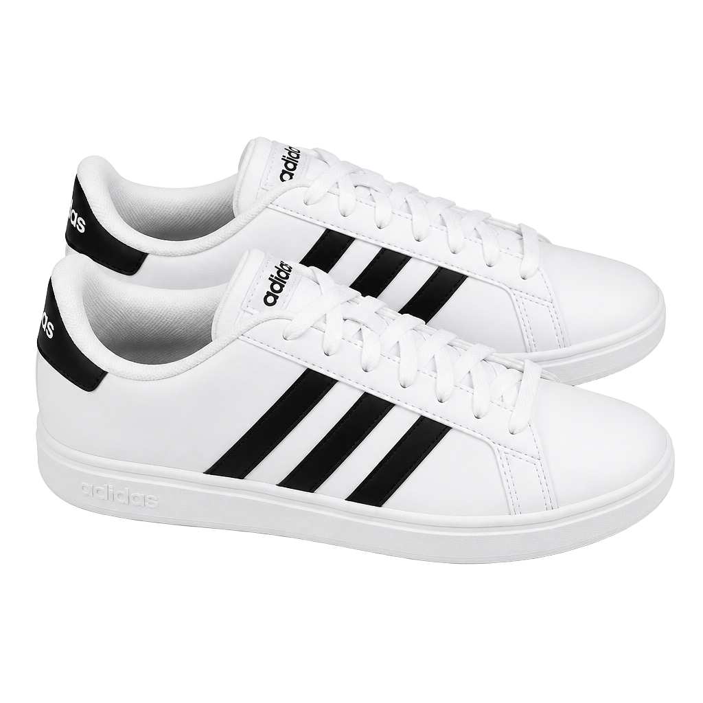 Adidas Grand Court 2.0 K Shoes White Black Size 6 US 1