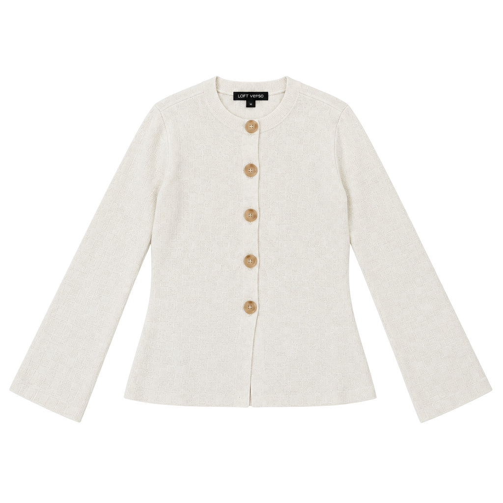 LOFT Versa Cardigan Size S White Knit Crewneck Long Sleeve 1
