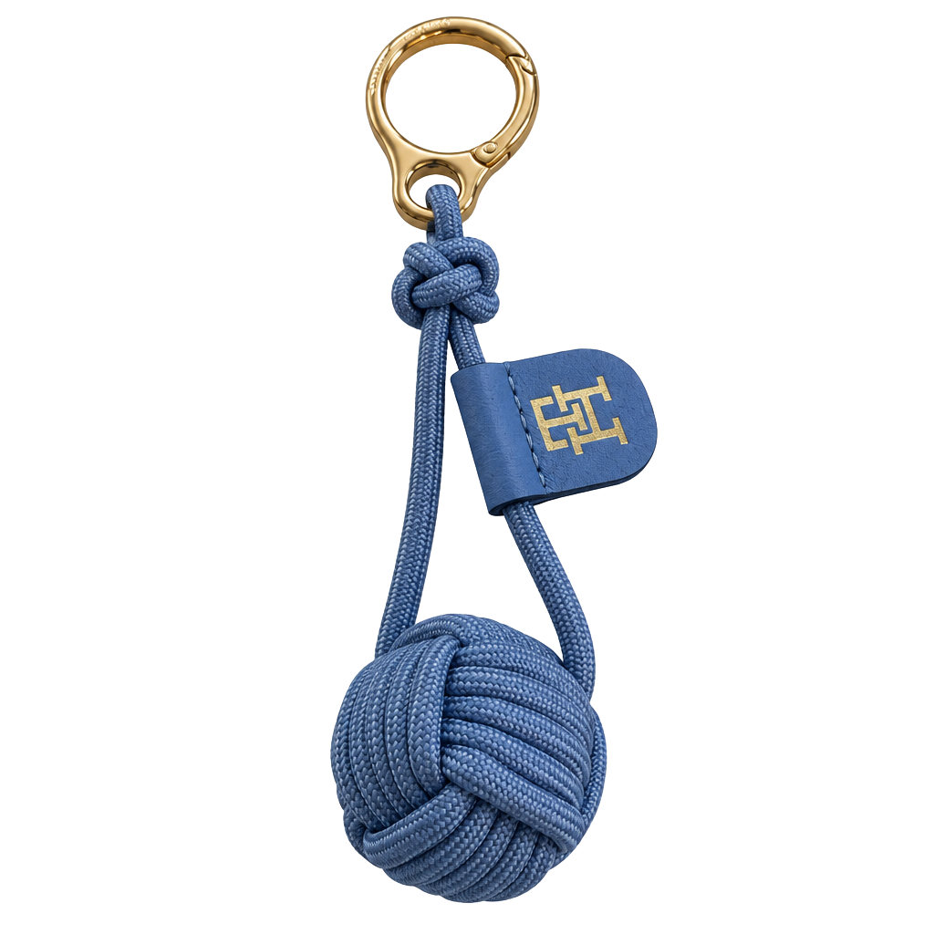 Tommy Hilfiger Blue Rope Knot Keychain Bag Charm Gold Hardware 1