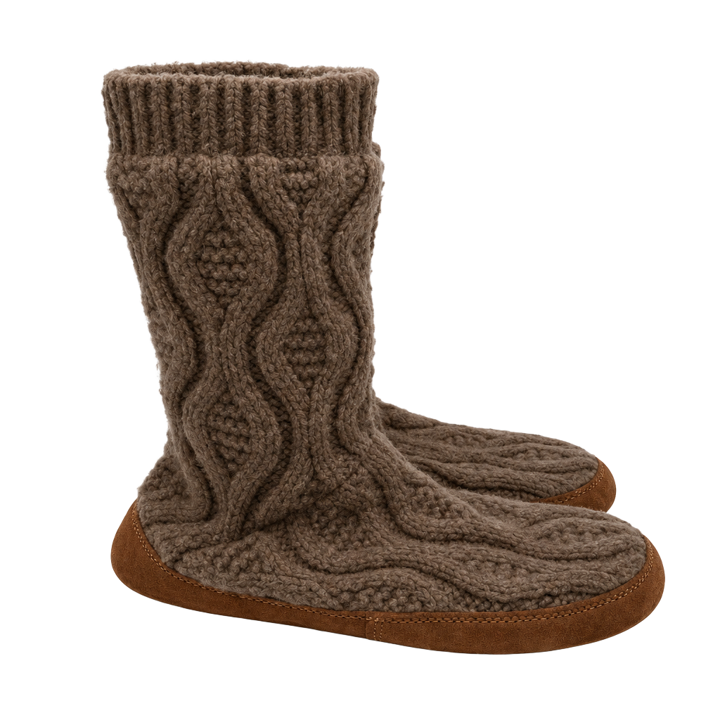 L.L. Bean Slipper Boots Brown Cable Knit
Size M
#903 1