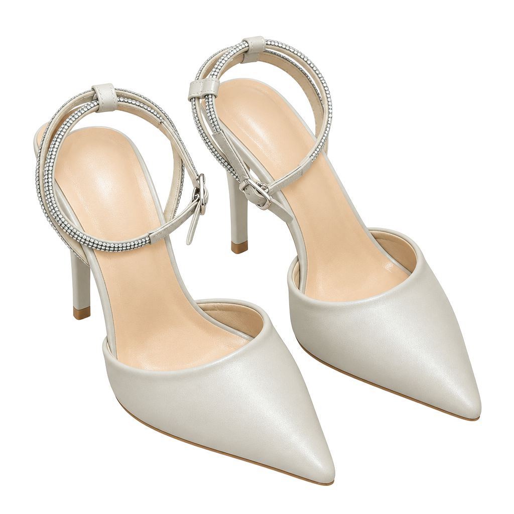 High Heels Lightweight All-Season Versatile Pointed Toe Rhinestone Mid-Heel Flat 1