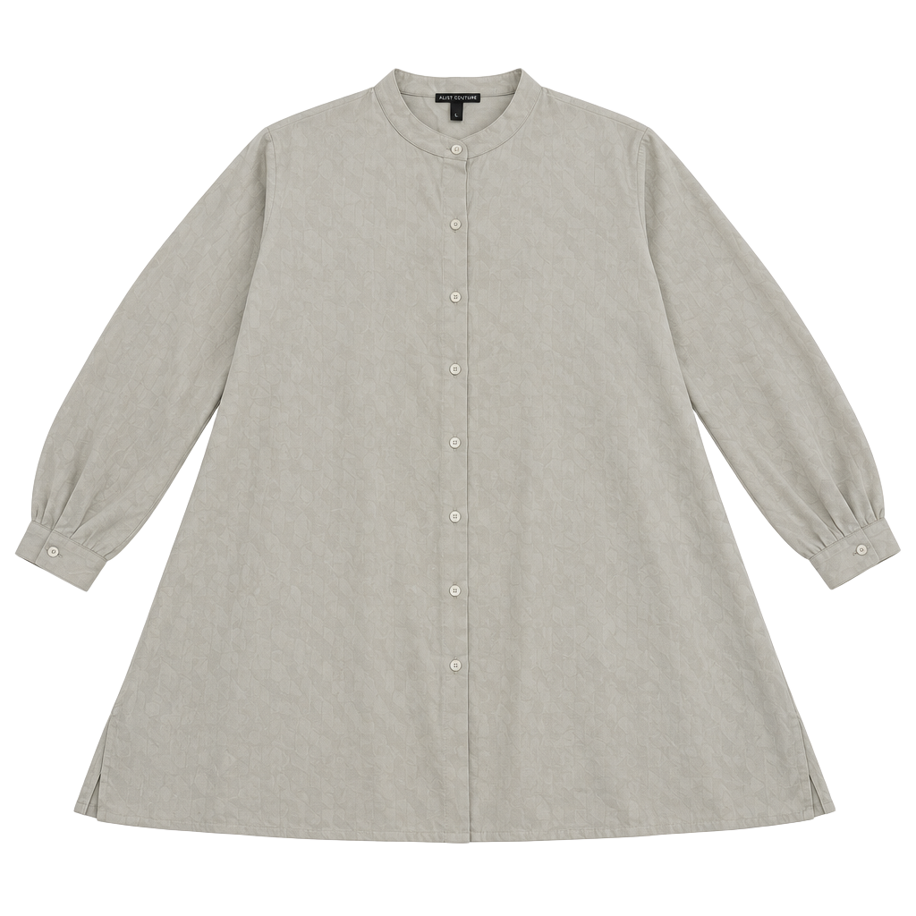 EILEEN FISHER Beige cream Mandarin Collar Button Front silk tunic Blouse - XL 1