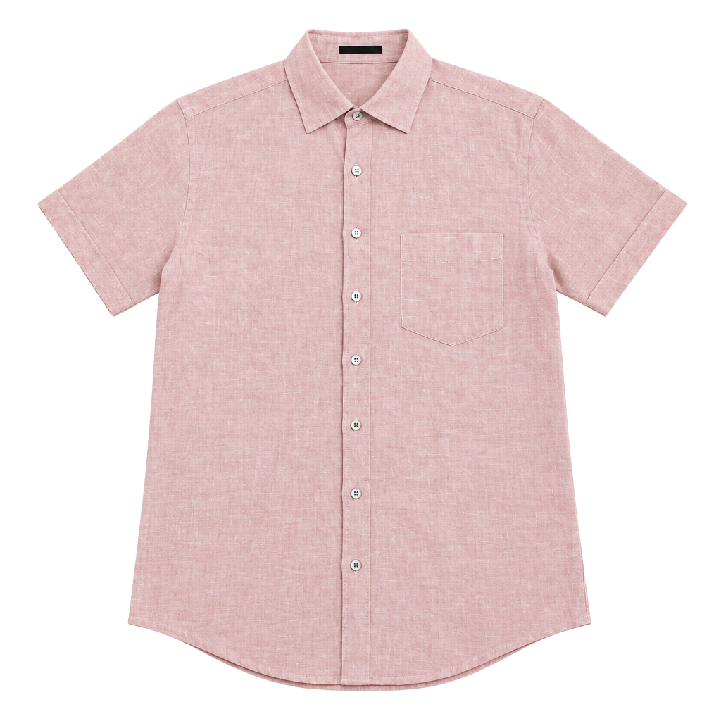 Rodd & Gunn Shirt Mens Pink 100% Linen Short Sleeve Size M 1