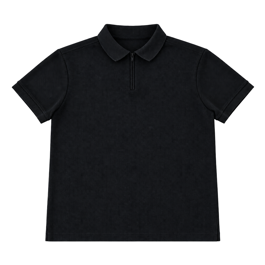 Zara Men Textured Short Sleeve Zip Polo Shirt Black Size M/L 1