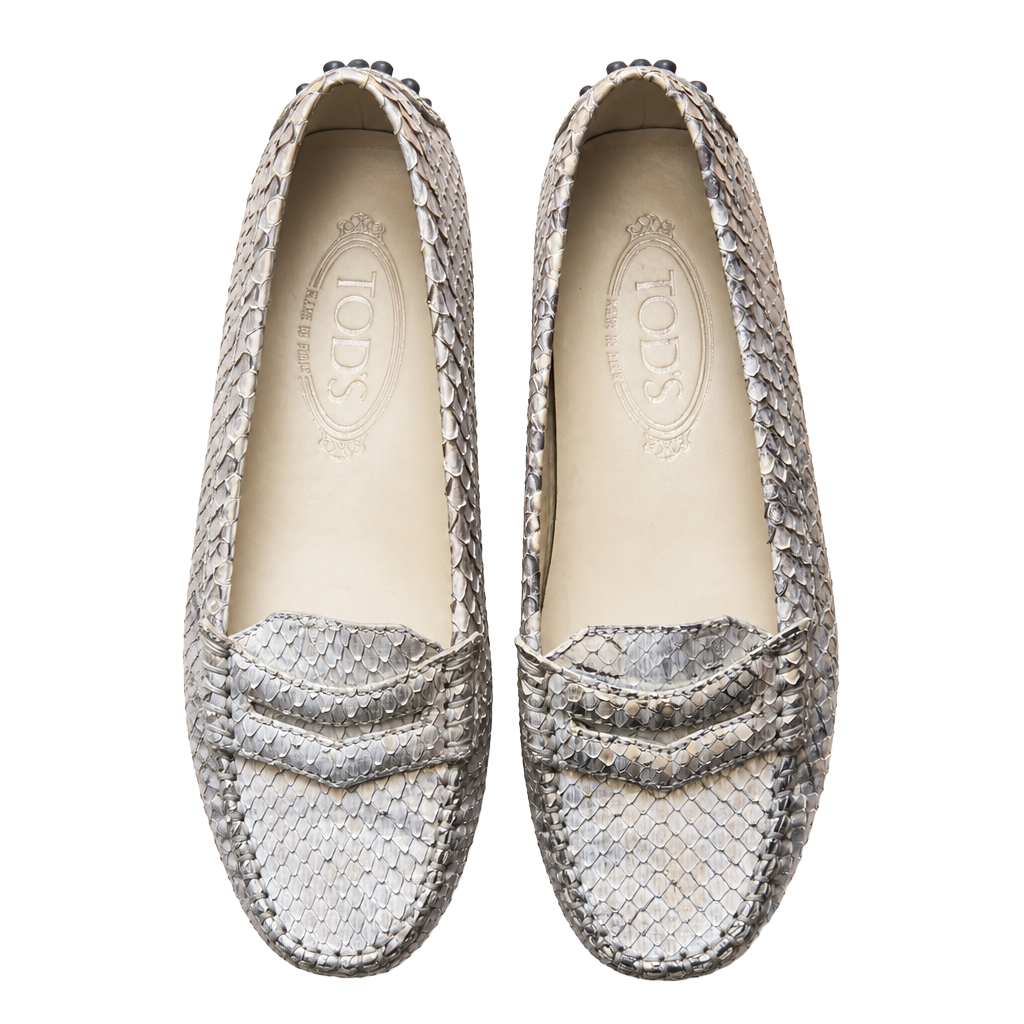 Tod's Gommino Snakeskin Penny Driving Loafers 1