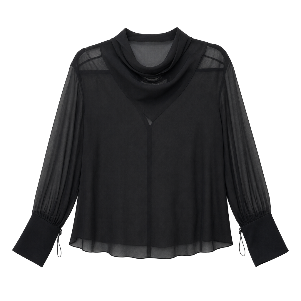 Topshop Boutique Sheer Silk Drop Hem Blouse Size 6 1