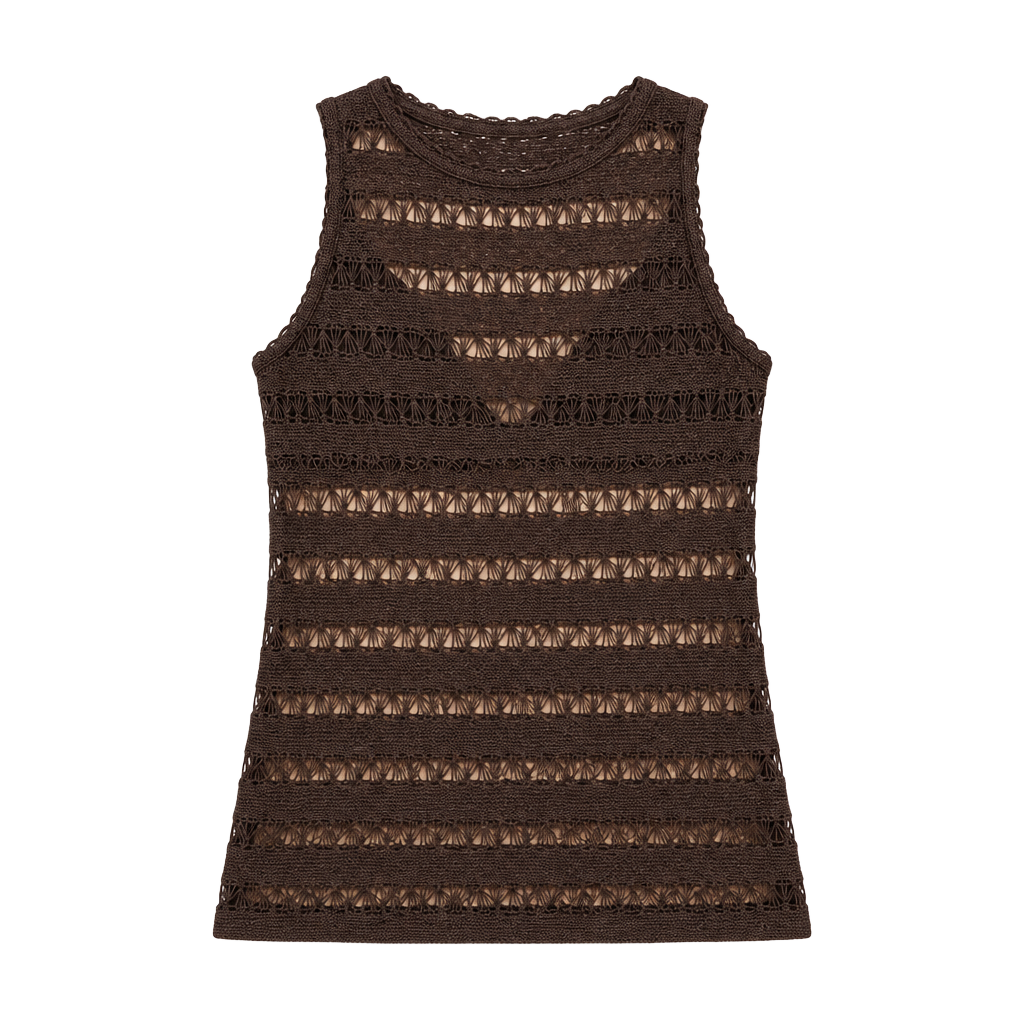 Pull&Bear Knit Tank Top Size XS Brown Distressed Asymmetric Sleeveless 1
