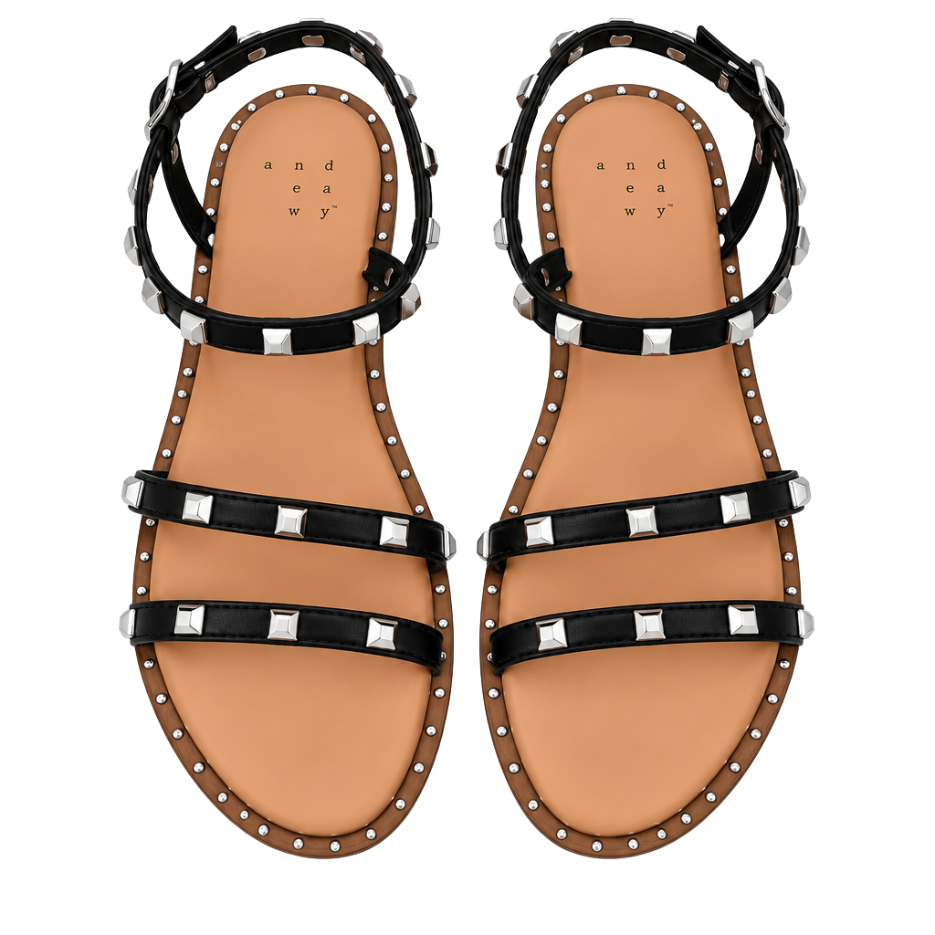 A New Day Women’s Size 6.5 Black Studded Strappy Gladiator Sandals 1
