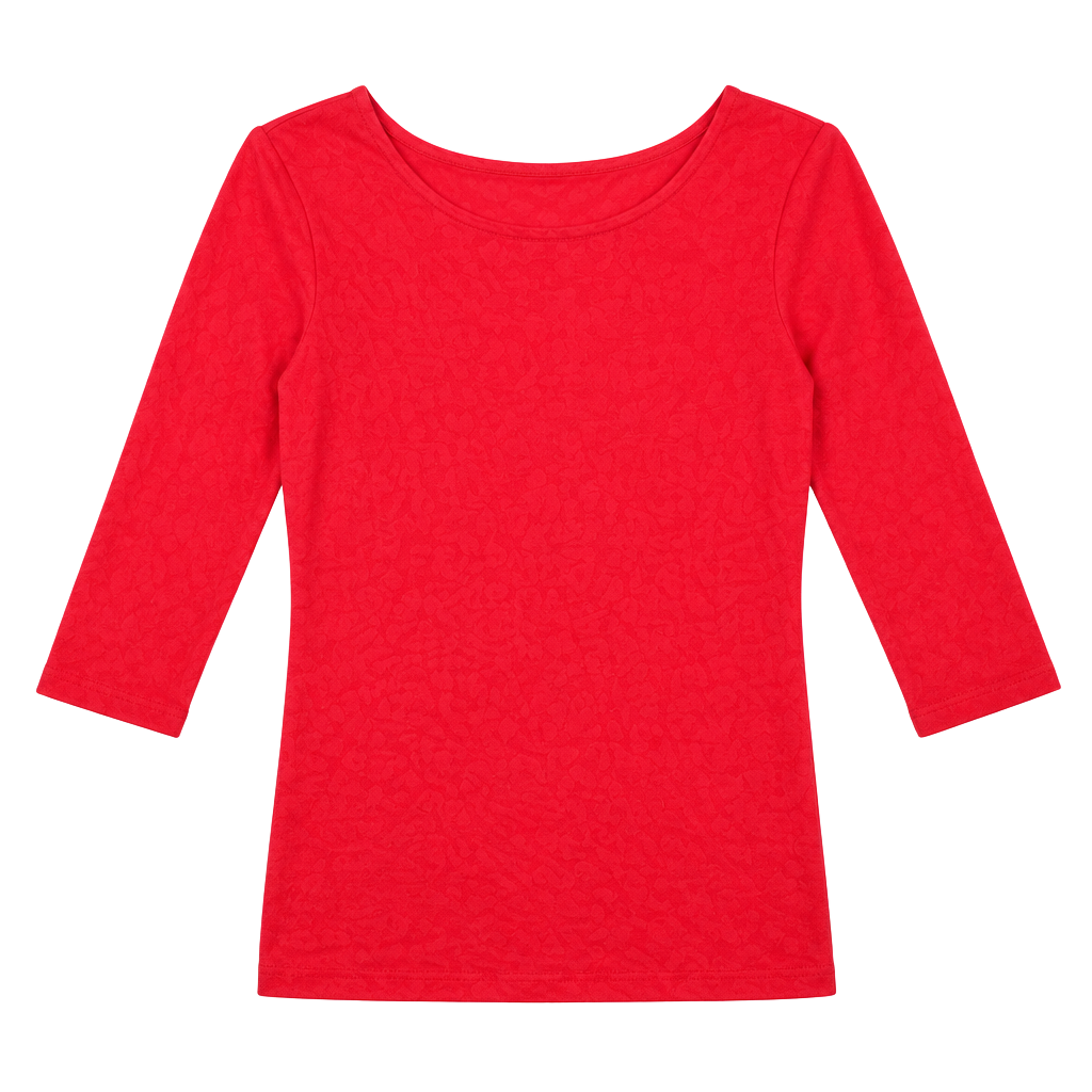 Boden Scoop Neck Long Sleeve Top US 8 Red Cotton Blend Tee 1