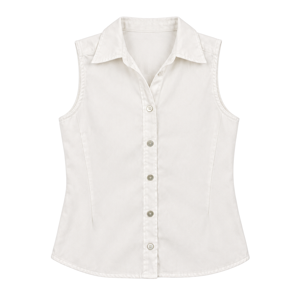 Elie Tahari Sleeveless Button Front Shirt Size S/P White 1