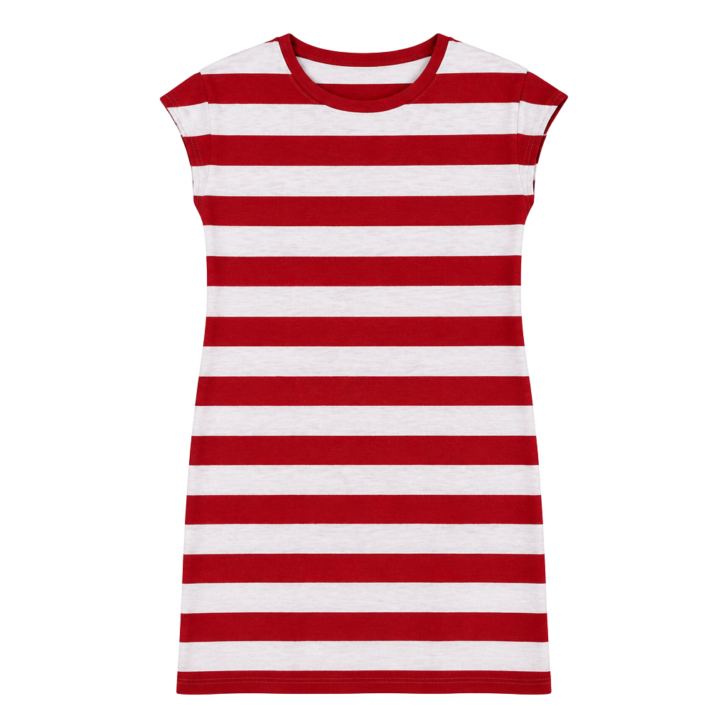 Boden T-Shirt Dress Size US 6R Red White Striped Cap Sleeve Pockets 1