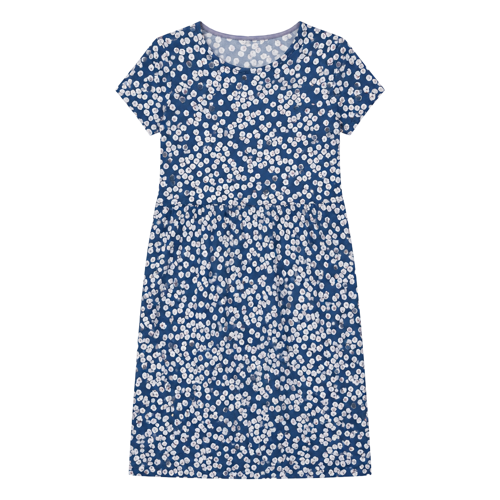 Boden Phoebe Dress Size US 8 tall Blue White Floral Print Jersey Midi 1
