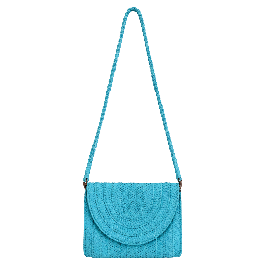 Ganz Style 101 Turquoise Woven Straw Crossbody Handbag 1