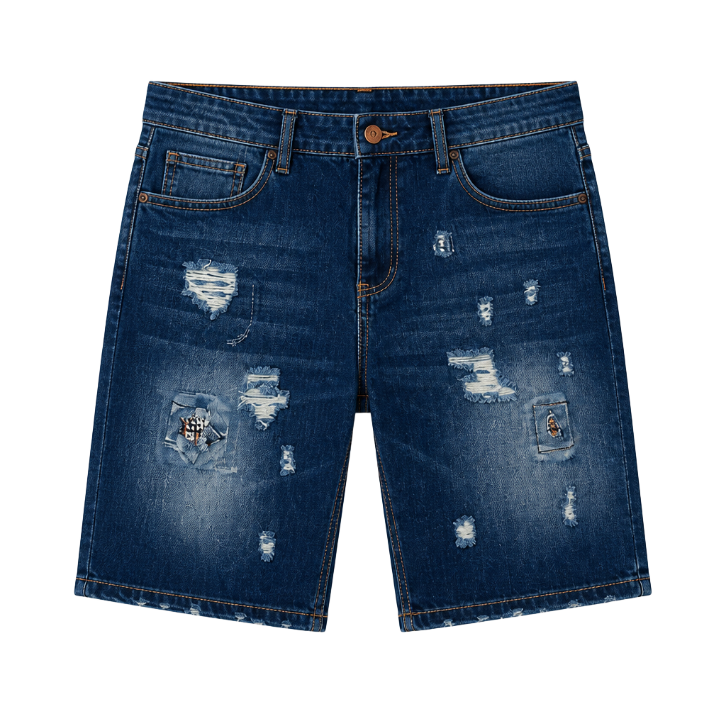 NWT Fashion On Fashion Men’s Distressed Denim Shorts Size 36 Dark Wash Ripped 1