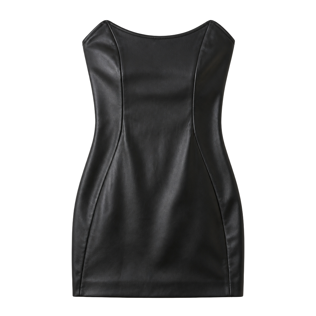 Forever 21 Faux Leather Tube Dress Size S Black Mini Bodycon 1