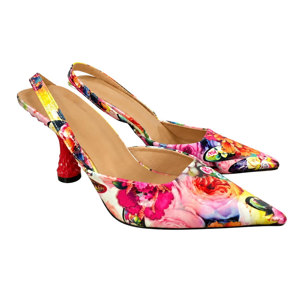 New Stylish European And American Colorful High Heel Pointed Toe Mule Shoes 1