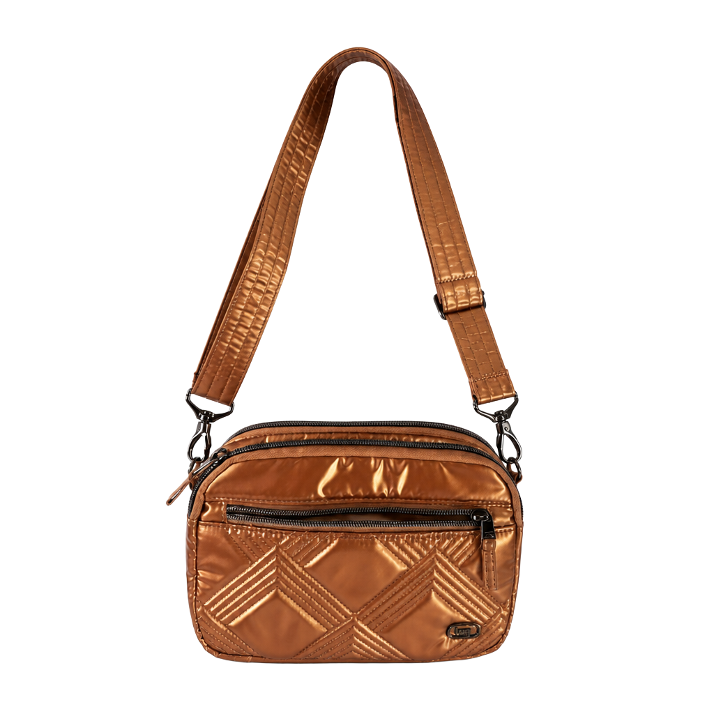 Lug Metallic Bronze Quilted Crossbody Bag 1