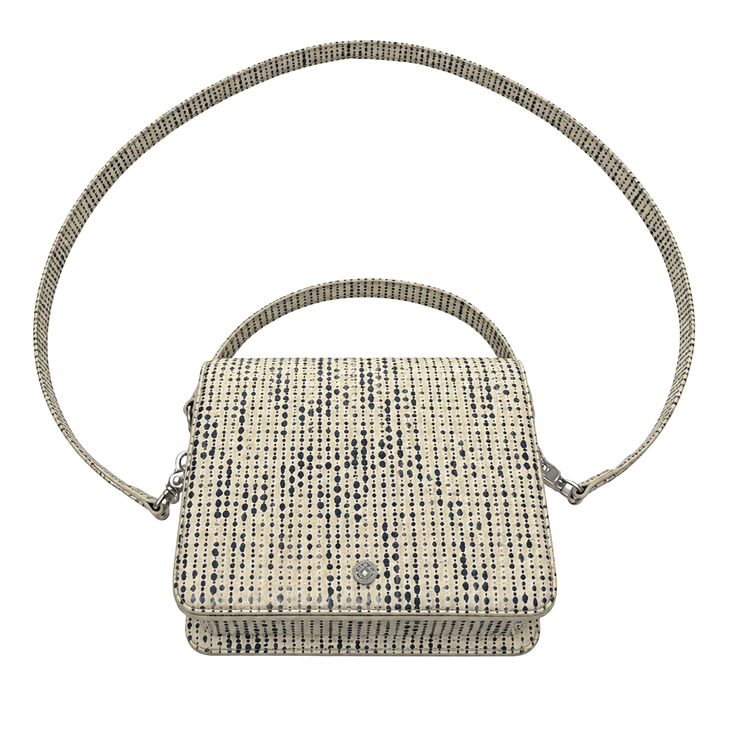 Preppy Dagne Dover Leather Crossbody Bag with Rare Seasonal Blue White Dotted Print Leather 1