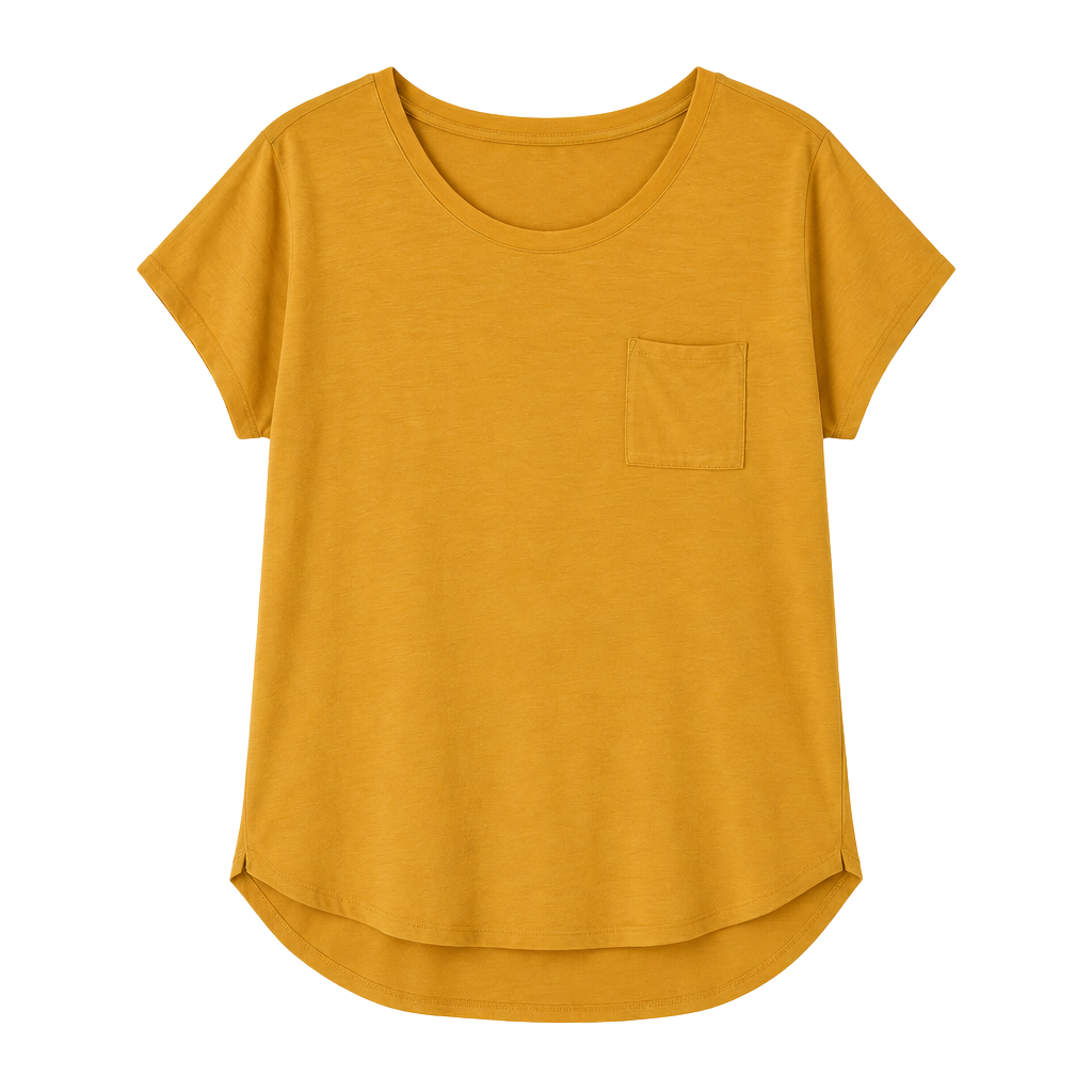 Artisan NY T-Shirt Size L Mustard Yellow Pocket Scoop Neck 1