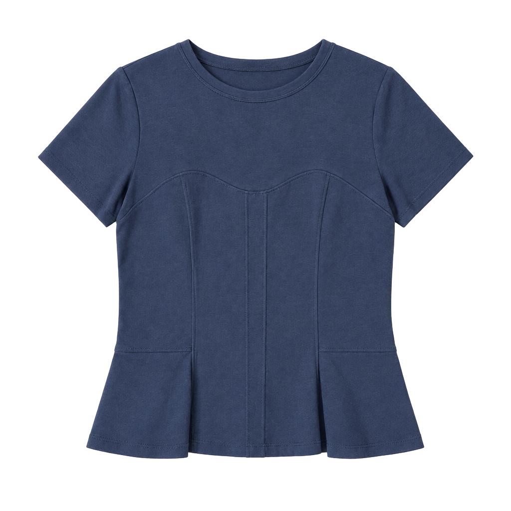 White House Black Market Peplum Top Short Sleeve Blue 1