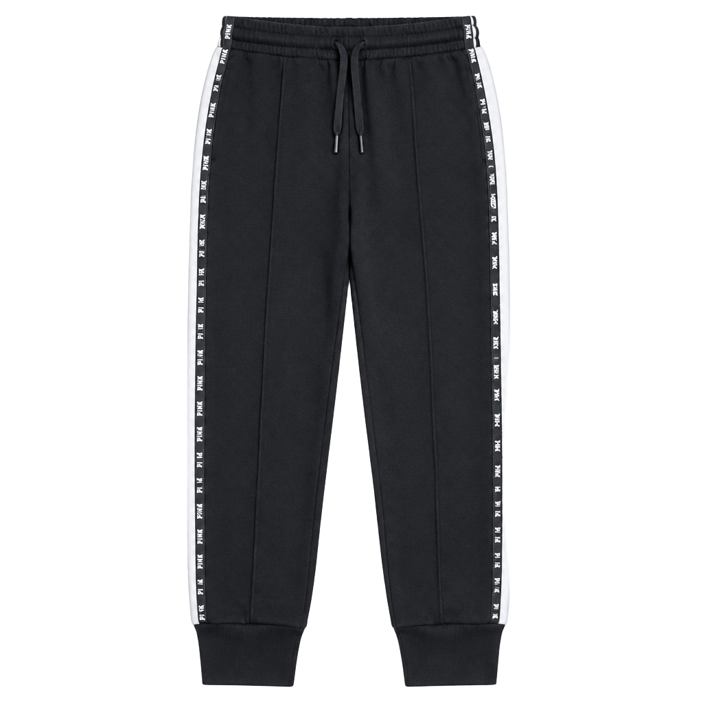 Pink Victoria's Secret sweatpants size M black side stripe 1