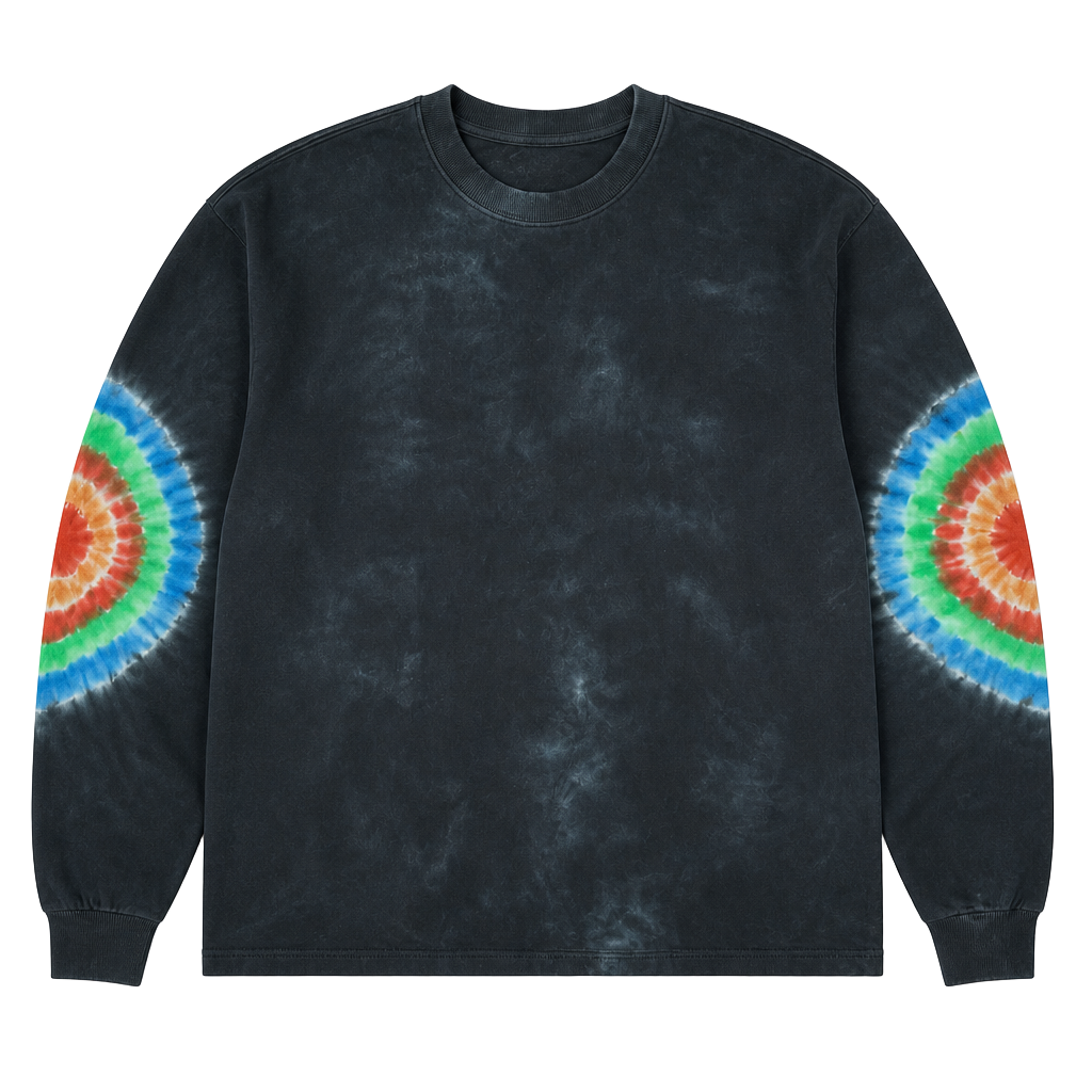 Forever Graphic Black Pullover Tie-Dyed Elbows 1