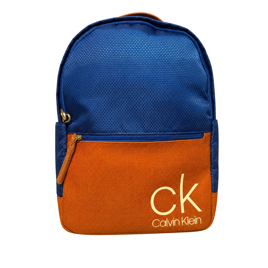 Calvin Klein Blue and Orange Basketball Textures Backpack with CK Logo 1