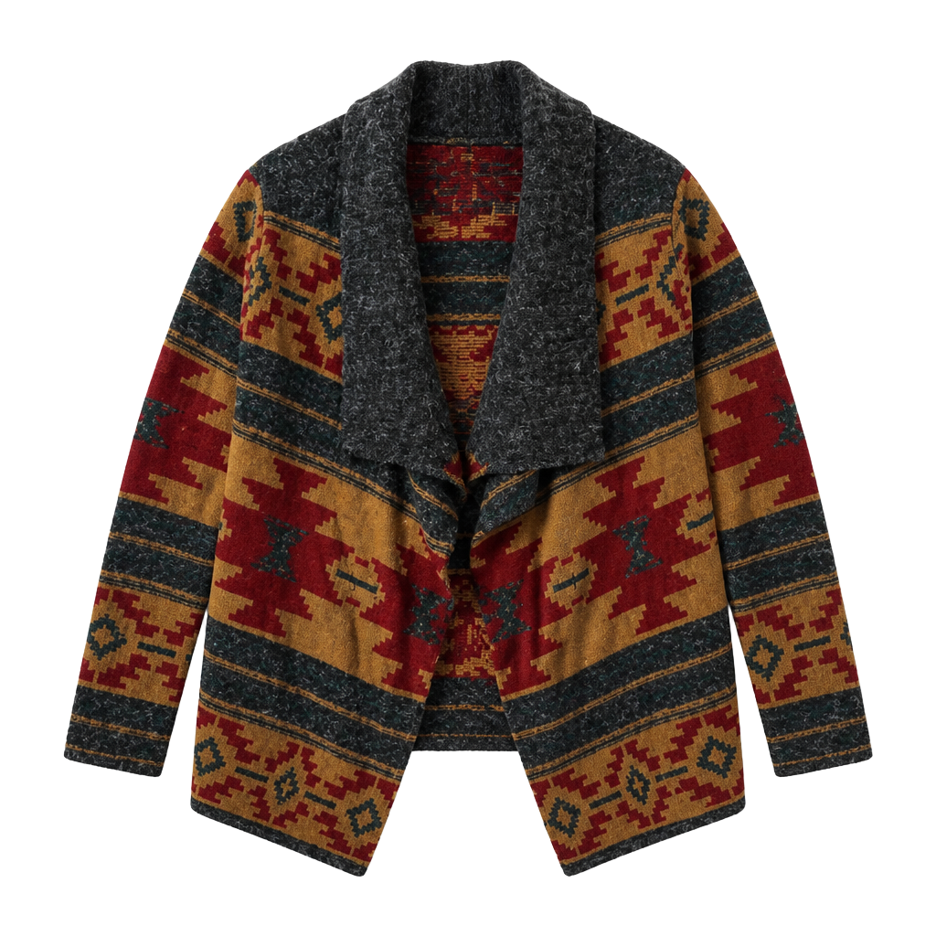 Charlotte Russe Aztec Western Draped Cardigan Wrap Boho Sweater Made in USA Sz M 1